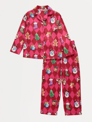 Christmas Harlequin Pink Kids Matching Family Shirt Pyjamas | Kids ...