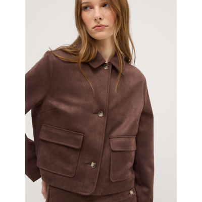 George Brown Suedette Collared Jacket - Chocolate Brown