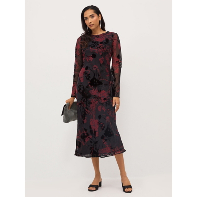 George Black Floral Jacquard Midi Dress