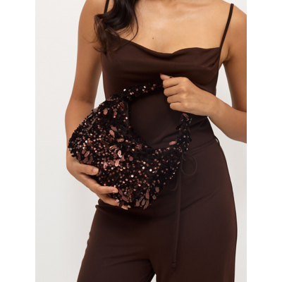 George Brown Sequin Shoulder Bag - Chocolate Brown