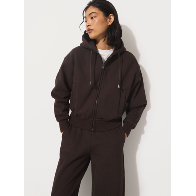 George Studio Edit Brown Heavyweight Boxy Zip Up Hoodie - Chocolate Brown