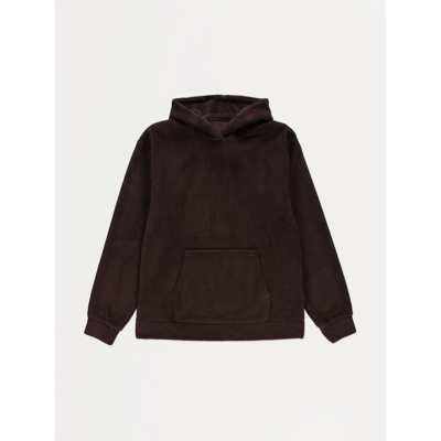 George Charcoal Brown Ribbed Fleece Lounge Hoodie - Chocolate Brown