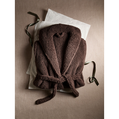 George Brown Hooded Borg Dressing Gown - Chocolate Brown