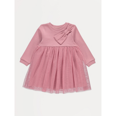 George Pink Bow 2 in 1 Long Sleeve Tulle Dress