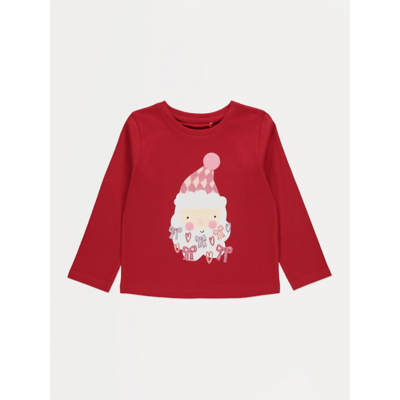 George Christmas Red Santa Bow Beard Long Sleeve Top