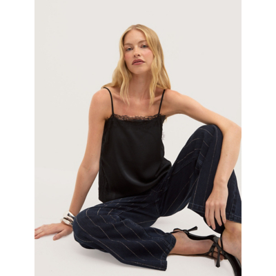 George Black Lace Trim Satin Cami