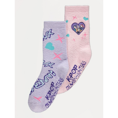 George K-Pop Demon Hunters Pastel Cosy Socks 2 Pack - Pink