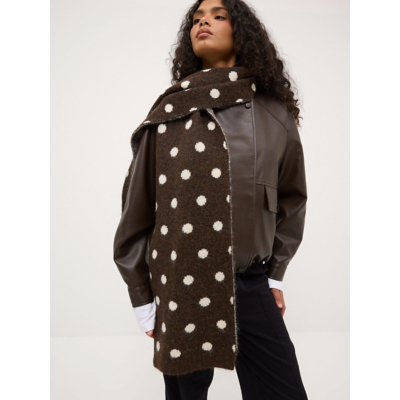 George Brown Polka Dot Brushed Scarf - Chocolate Brown