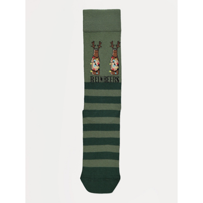 George Christmas Green Stripe Reinbeers Ankle Socks