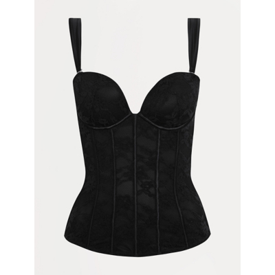George Entice Black Satin Strap Lace Corset