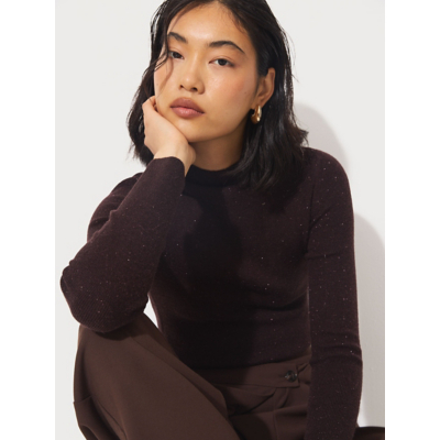 George Studio Edit Chocolate High Neck Fine Knitted Jumper - Chocolate Brown