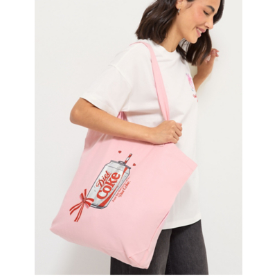 George Tickled Pink Diet Coke Bow Pink Canvas Tote Bag