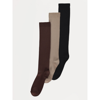 George Knee High Socks 3 Pack - Chocolate Brown