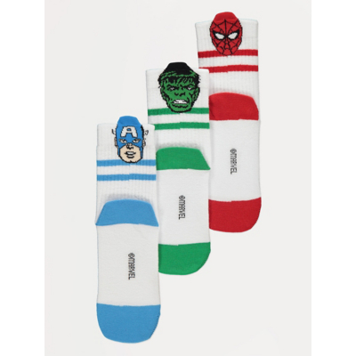 George Marvel Character Cotton Rich Sports Socks 3 Pack - White