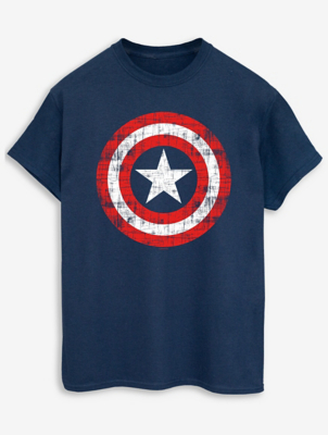 NW2 Captain America Shield Adult Navy Printed TShirt Men at