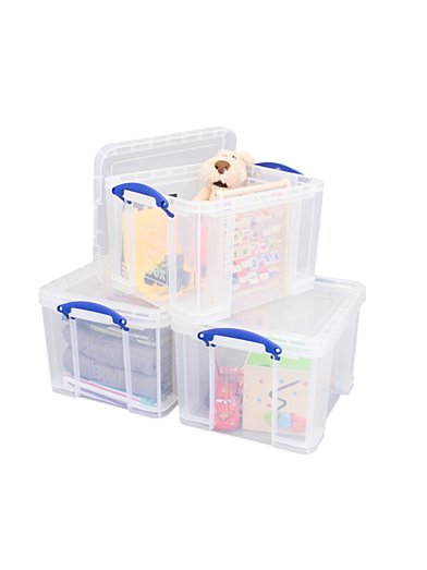 Plastic Storage Box, Clear, 42 Liters