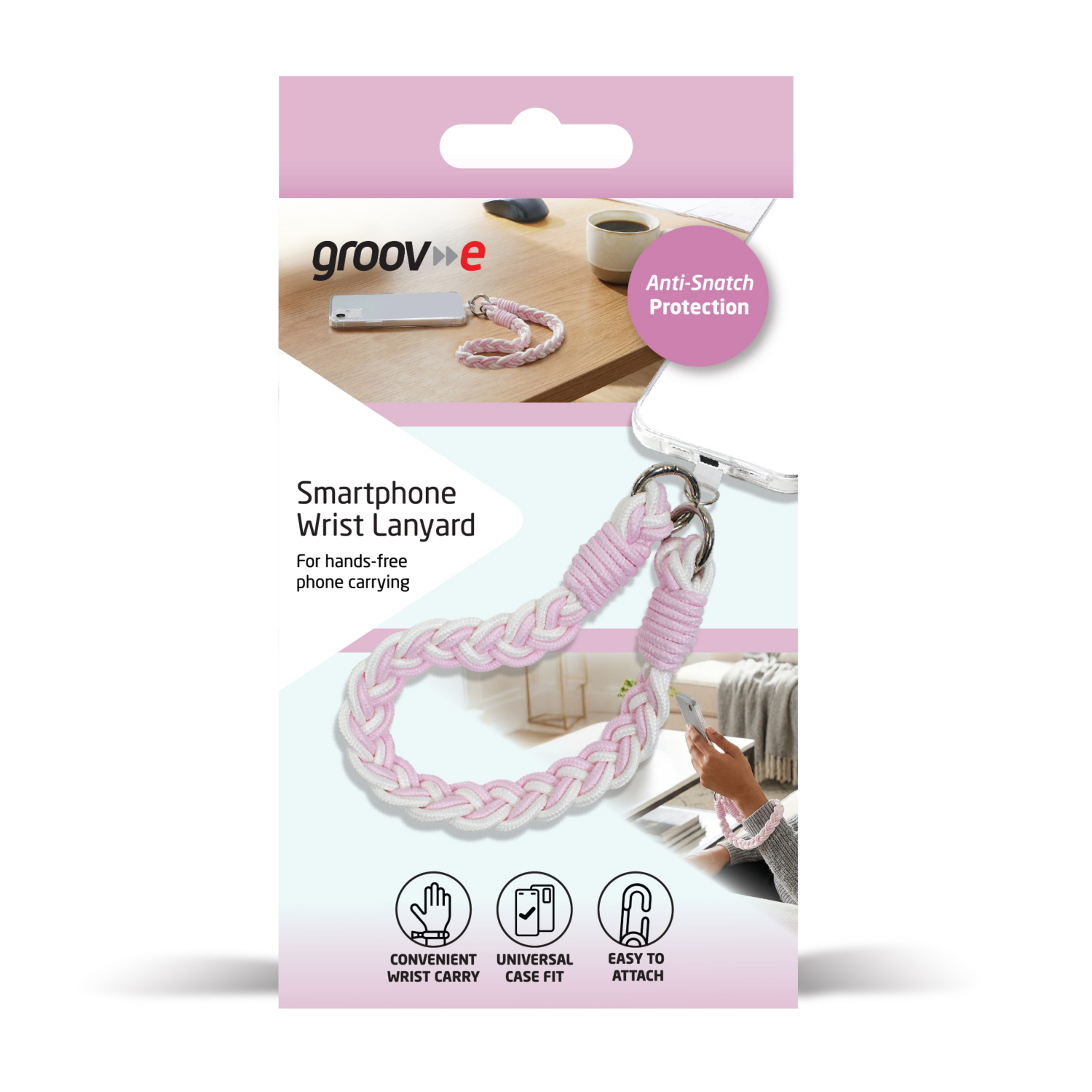 George Pink Groov-E & White Wrist Lanyard For Smartphone