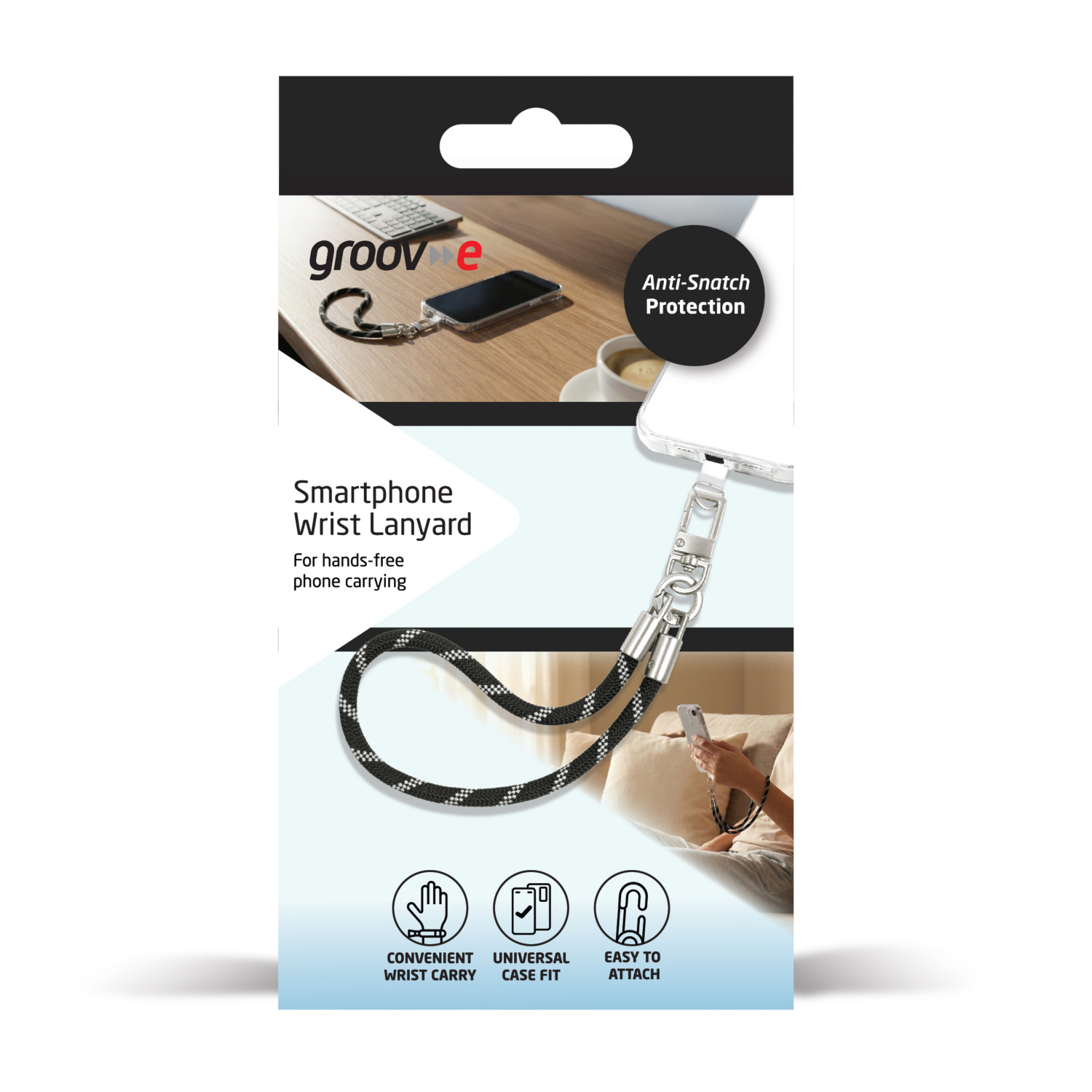 George Black & Grey Groov-E Wrist Lanyard For Smartphone