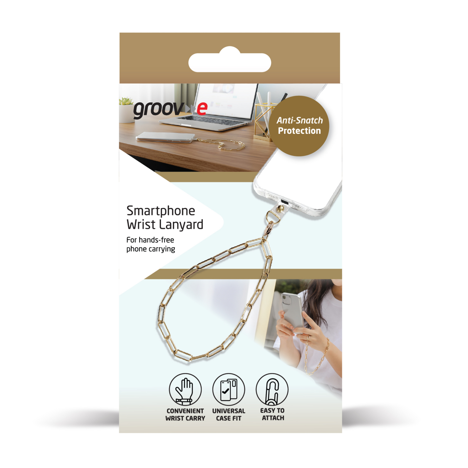 George Gold Groov-E Metal Wrist Lanyard For Smartphone