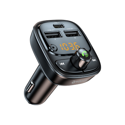 Groov-e In-Car FM Transmitter (with 30W PD Charging and USB-A Audio input), Black