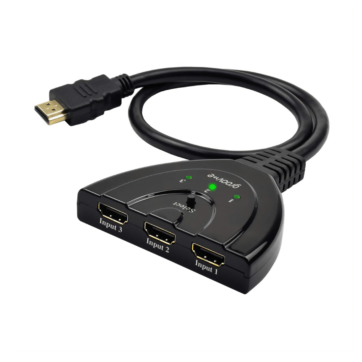 Groov-e 3-Port HDMI Switch - 3 Input 1 Output 4K HDMI Selector Box with Remote Control for TV, Monitor, and Media Players - Black - Image 3