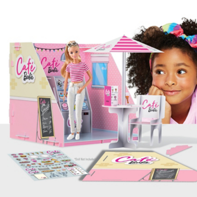 Barbie Toys Make Your Own Pop-Up Café, Vets & Boutique - Pink & White Pink/White