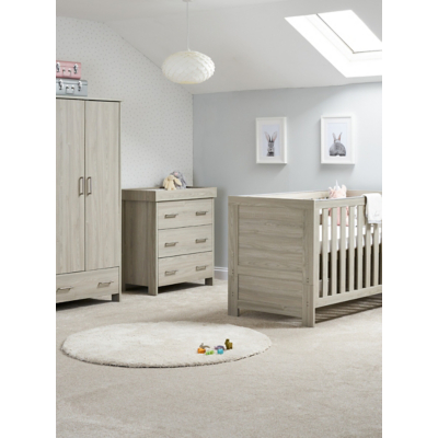 Obaby Nika 3 Piece Nursery Furniture Room Set - Grey Wash