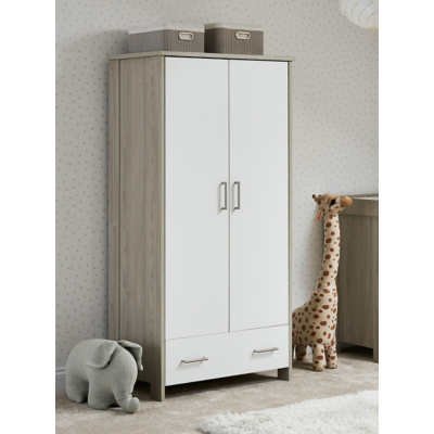OBaby Nika Double Wardrobe Grey Wash and White, White
