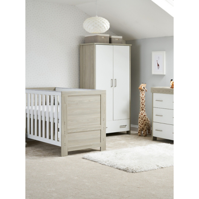 Obaby Nika 3 Piece Nursery Furniture Room Set - Grey Wash & White