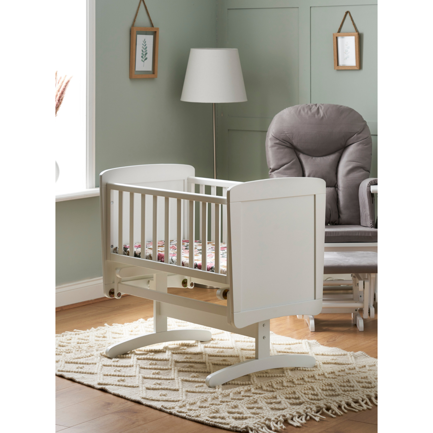 Obaby White Gliding Crib & Mattress
