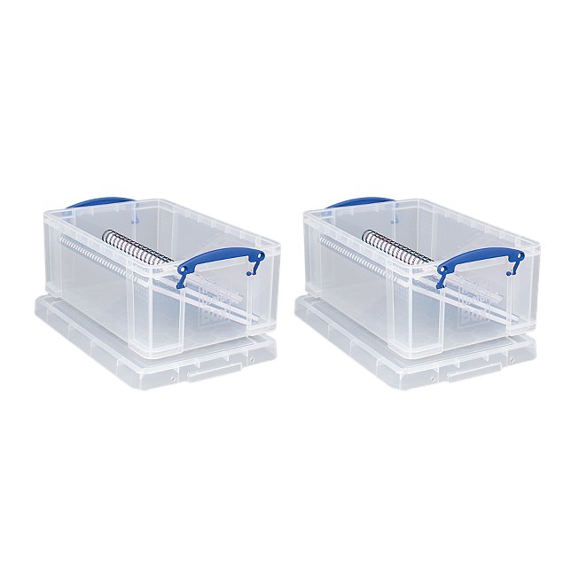 Clear Color Really Useful Storage Box 9 Litre Pack of 2 