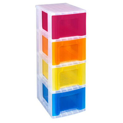 Really Useful Slimline 4 Drawer Storage Tower 6L Clear/Ast ST4X6CASS