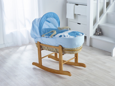 Kinder Valley Elliot Elephant Moses Basket Blue Baby at ASDA