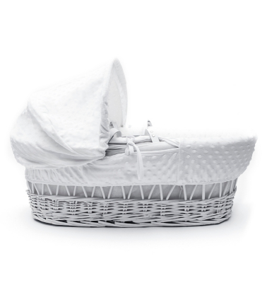 kinder valley white dimple on dove grey wicker moses basket