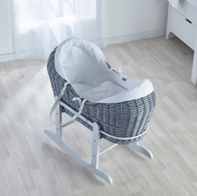 kinder valley white dimple on dove grey wicker moses basket