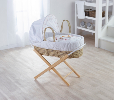 Kinder Valley Down in the Woods White Palm Moses Basket Baby