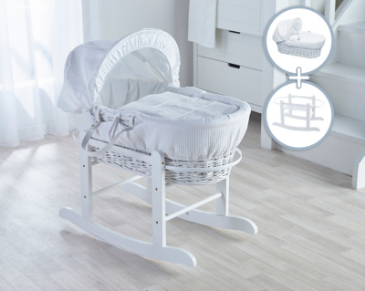 white moses basket and stand