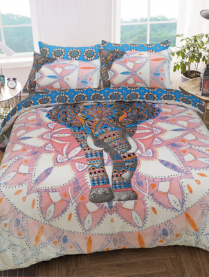 Sleepdown Elephant Mandala Duvet Set in Pink Home at ASDA