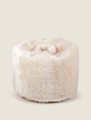 Kaikoo Cream Fur Bean Bag Home at ASDA