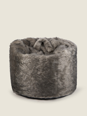 Kaikoo Grey Fur Bean Bag Home at ASDA