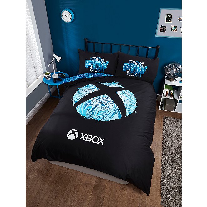 Xbox Marbleised Blue Duvet Set Home, What Does A Double Duvet Cover Measure