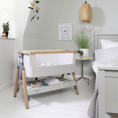Tutti Bambini Cozee Bedside Crib Oak & Silver Baby at ASDA