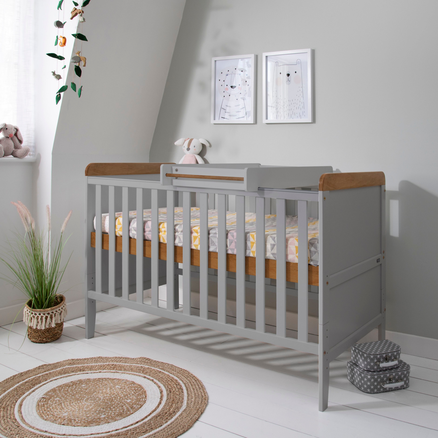 Dove Grey Tutti Bambini Rio Cot Bed Bundle & Oak
