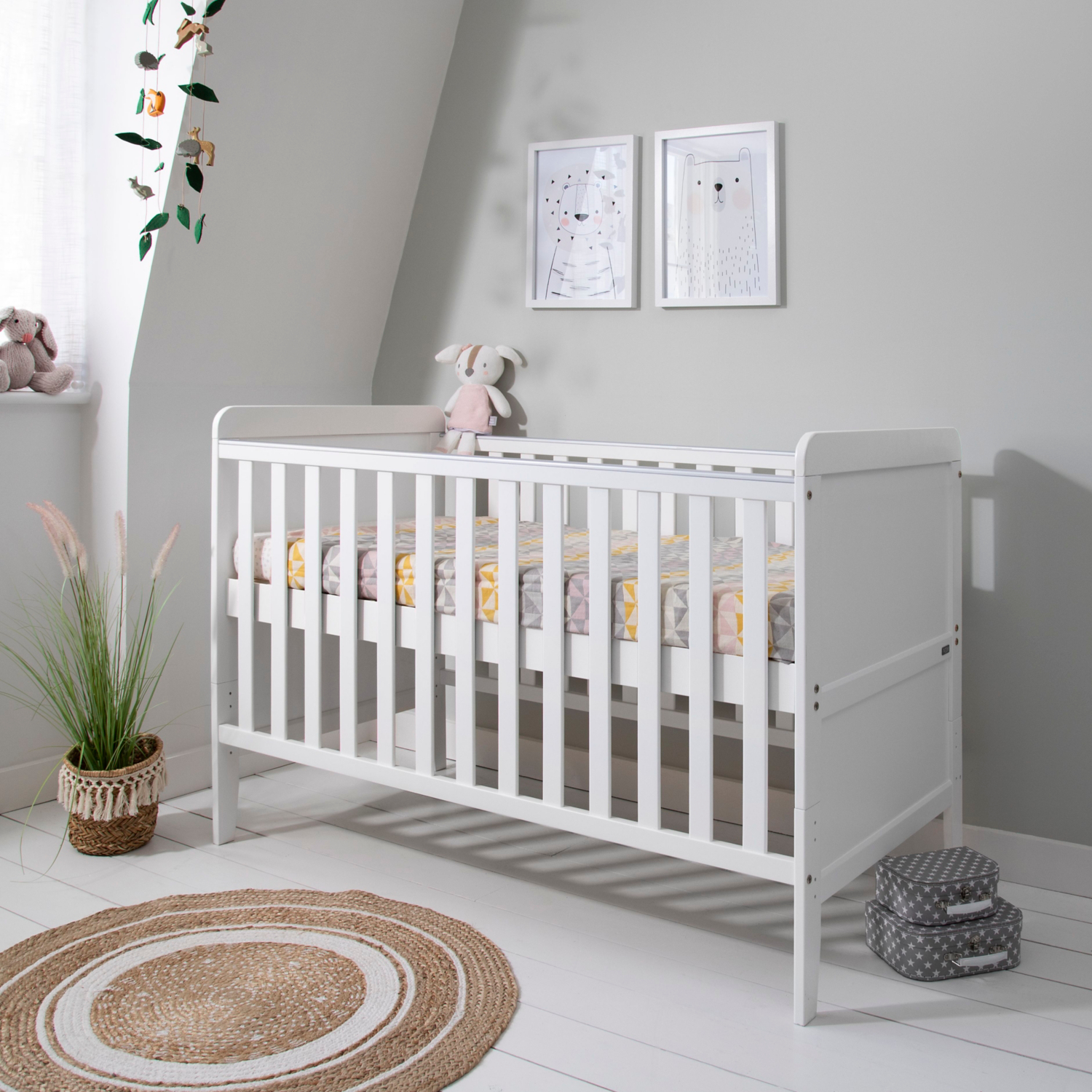 Tutti Bambini Rio Cot Bed - White - With Cot Top Changer & Mattress - Pine/Wood - Image 4