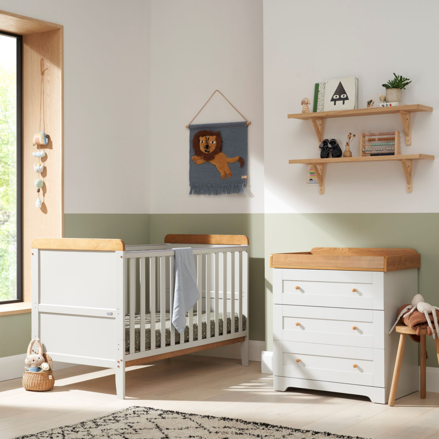 Dove Grey Tutti Bambini & Honey Oak Rio 2-Piece Room Nursery Furniture Set