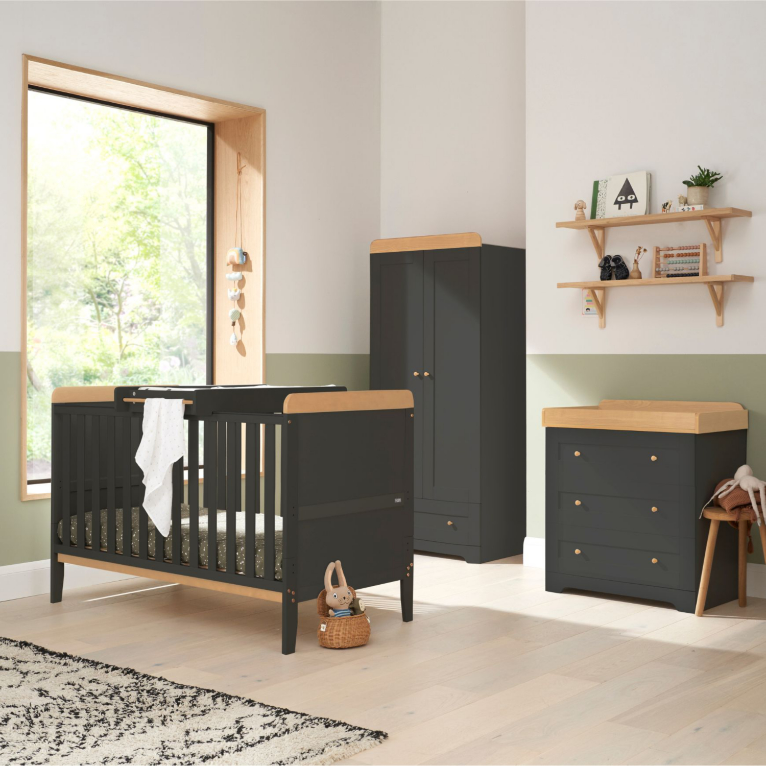 George Charcoal Grey Tutti Bambini Rio 3Pc Slate Grey & Oak Room Set