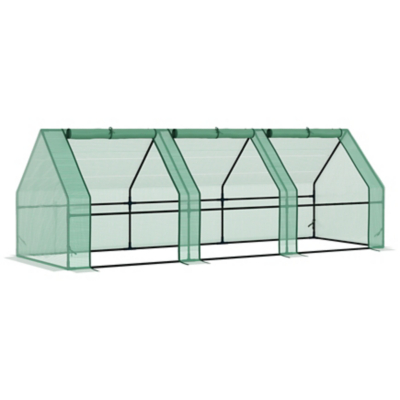 Outsunny Mini Small Greenhouse with Steel Frame & PE Cover & Zippered Window Poly tunnel Steeple for Plants Vegetables, 180 x 90 x 90 cm, White, White