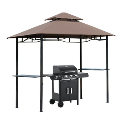 George Outsunny 2.5m Double Tier BBQ Gazebo Shelter - Coffee