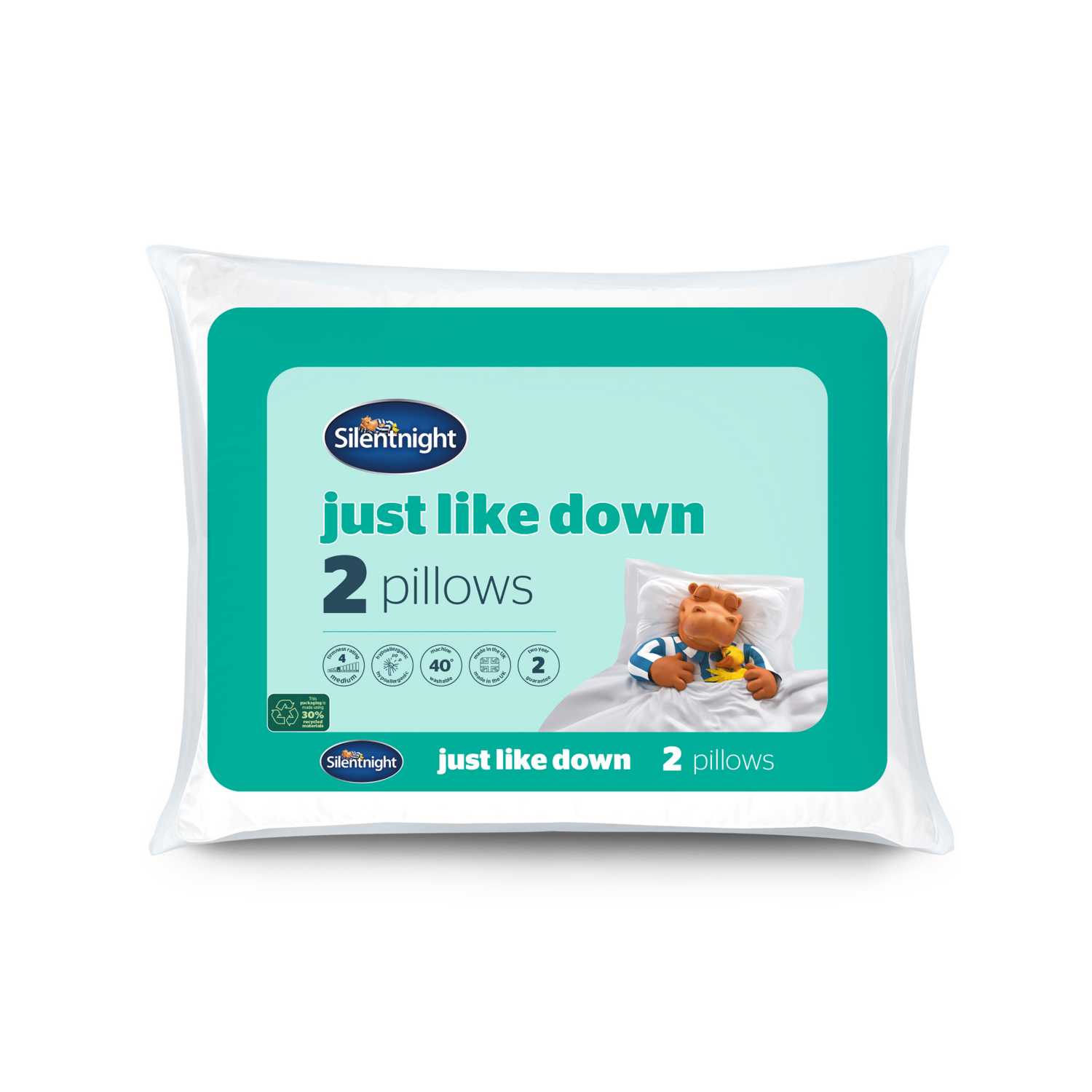 Silentnight White Just Like Down Pillows - 2 Pack