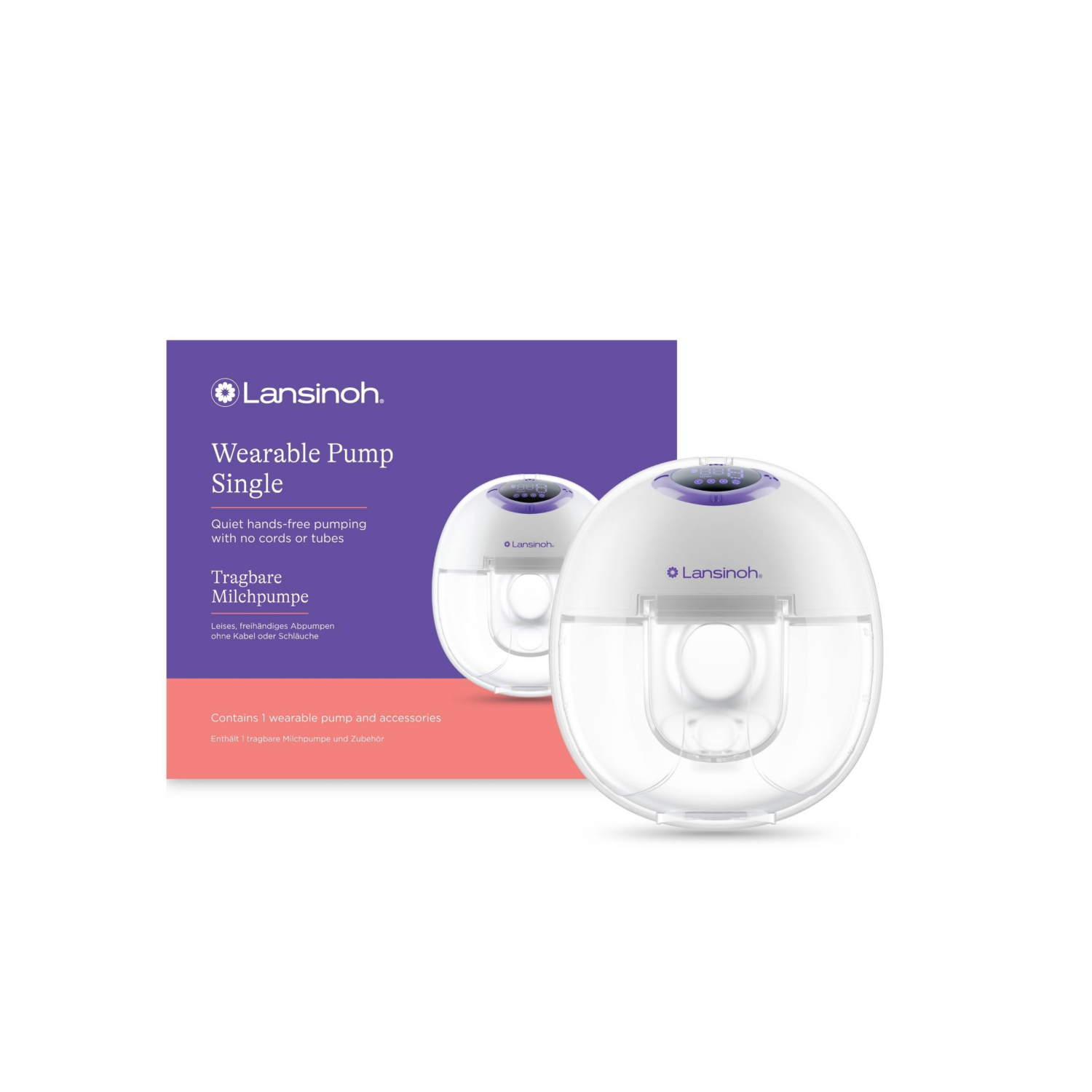 Lansinoh Wearable Breast Pump - Single, Purple - 180ml Collection Cup - Hospital-Grade Suction - Hands-Free - Image 2